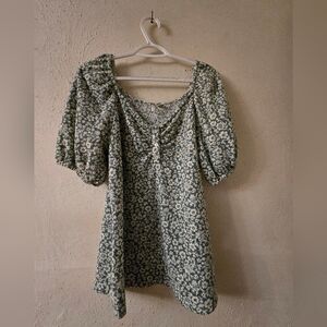 Cato Green and White Textured Top